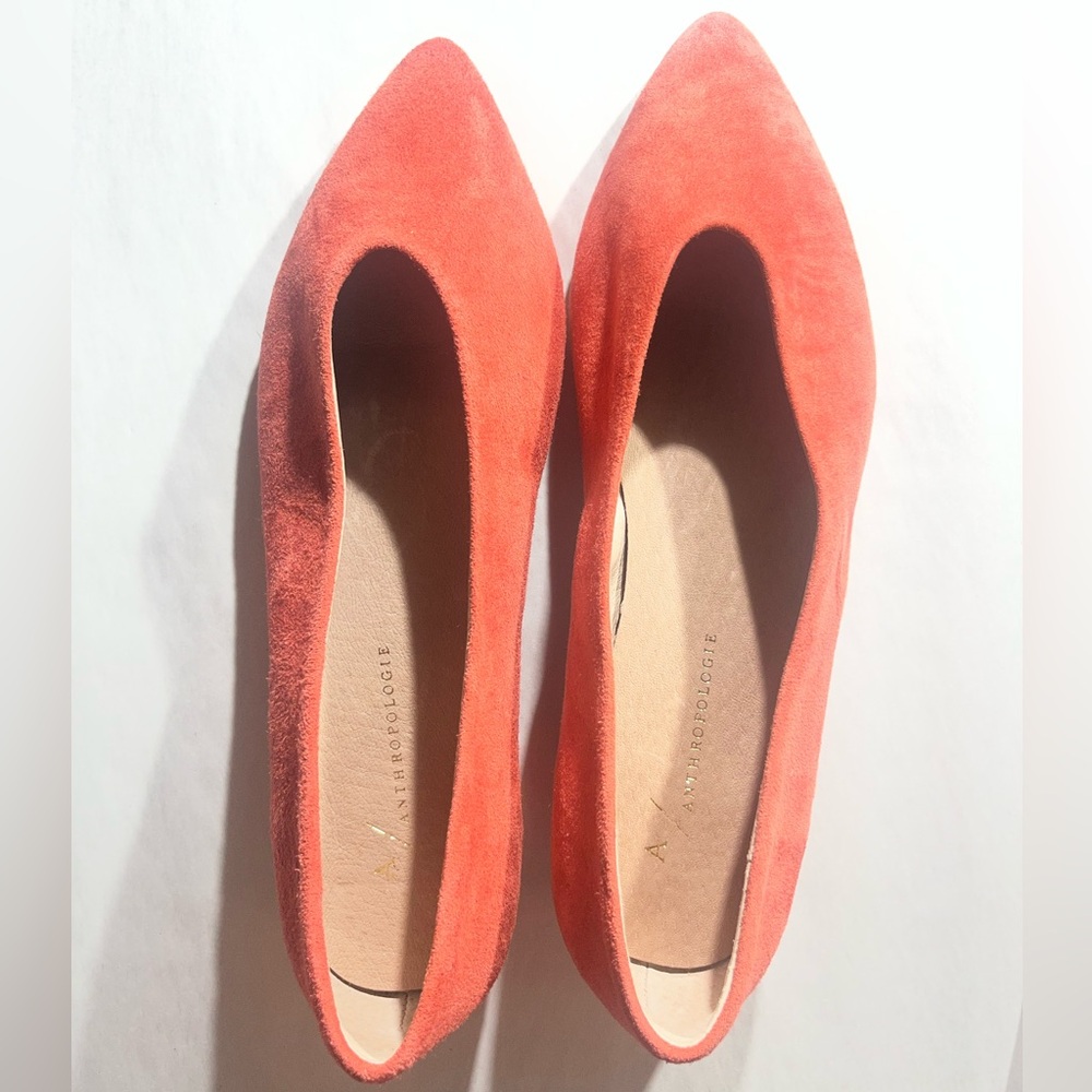 Anthropologie Women ballet work career flats size 6M peach Orange Suede